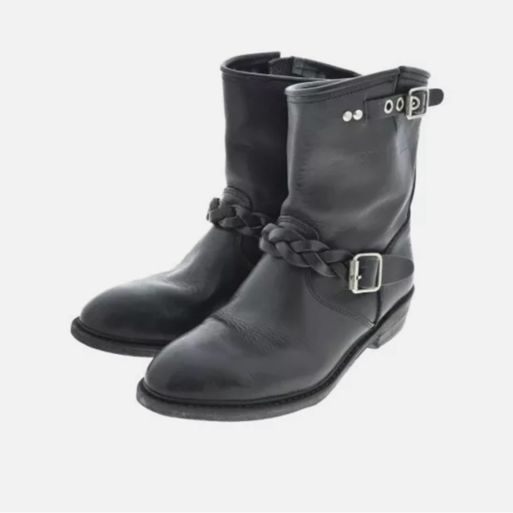 Golden Goose GGDB Deluxe Black Biker Boots With Braided Buckle, Size 40 - Picture 1 of 13